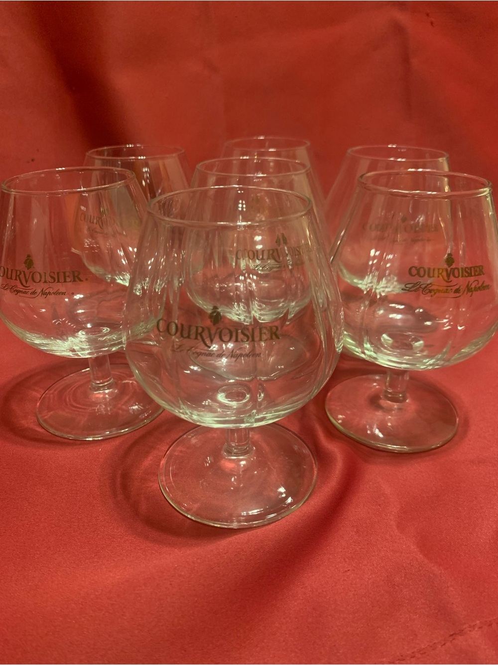 Vintage Courvoisier “Le Cognac de Napoleon” Stemmed Snifter Glasses - Set of 7